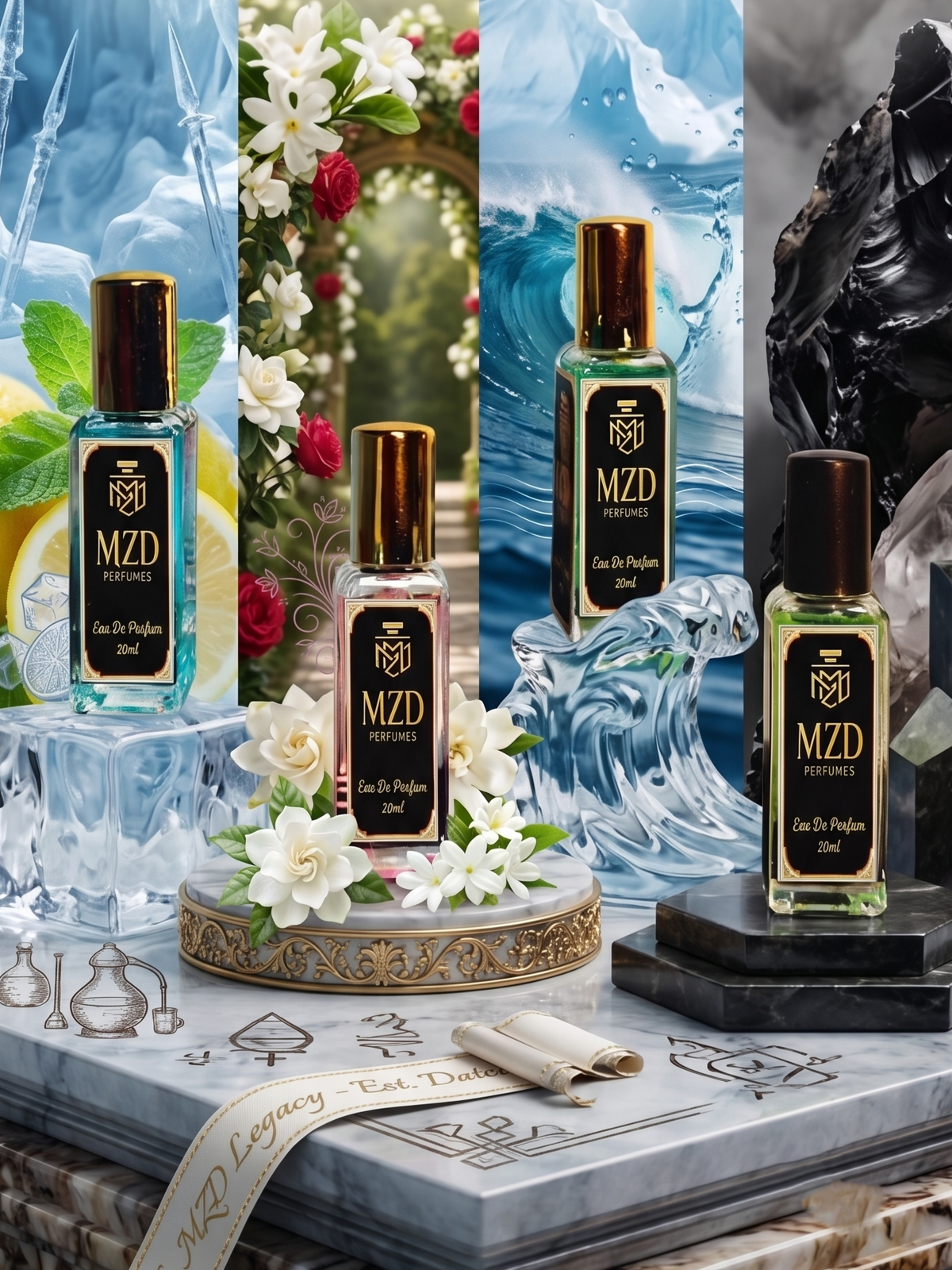 "FrostBite, Glacier, Flint & Nectar" Legacy Edition Eau De Parfum Combo (4 × 20ml)